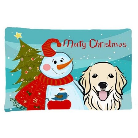 Carolines Treasures Carolines Treasures BB1825PILLOWCASE Snowman With Golden Retriever Fabric Standard Pillowcase BB1825PILLOWCASE